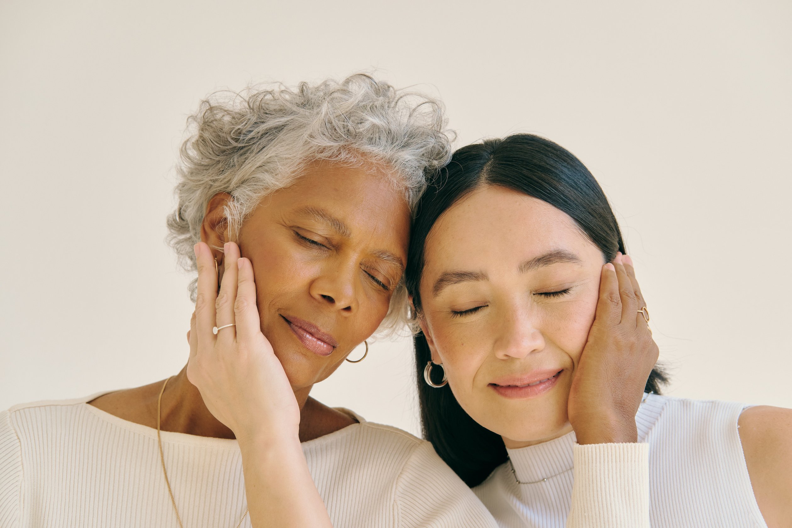 Mindfulness Practices Portrait of Women Embracing